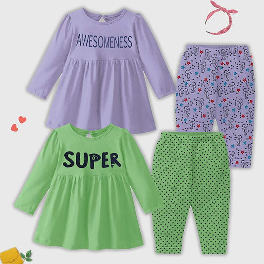 KUCHIPOO Baby Girls  T-Shirts and Pyjamas Set