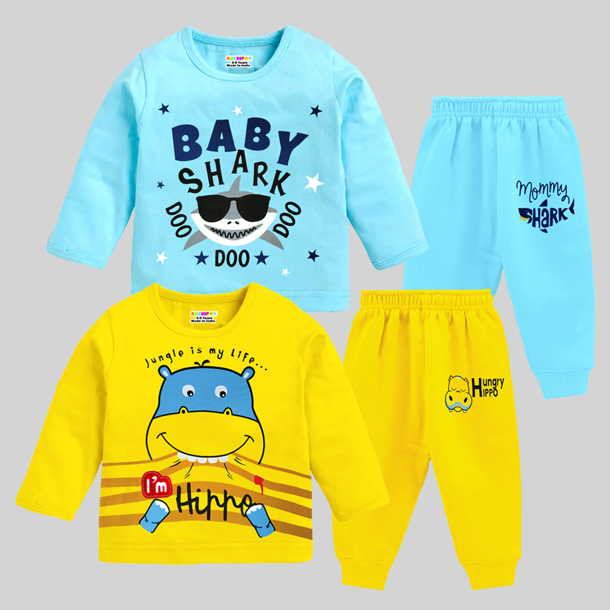 KUCHIPOO Baby Boys T-Shirts and Pyjamas Set