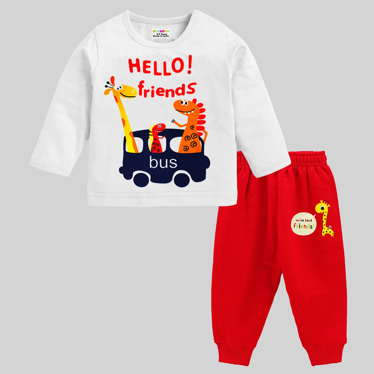 KUCHIPOO Baby Girls T-Shirts and Pyjamas Set