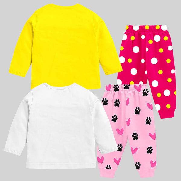 KUCHIPOO Baby Girls T-Shirts and Pyjamas Set