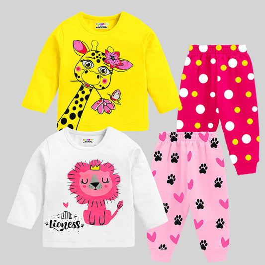 KUCHIPOO Baby Girls T-Shirts and Pyjamas Set