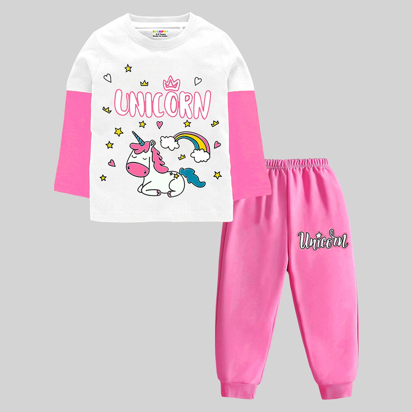 KUCHIPOO Baby Girls T-Shirts and Pyjamas Set