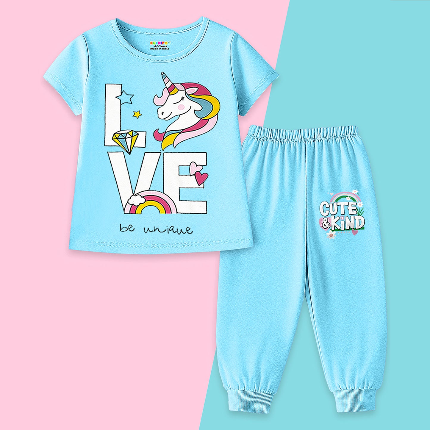 KUCHIPOO Baby Girls T-Shirts and Pyjamas Set