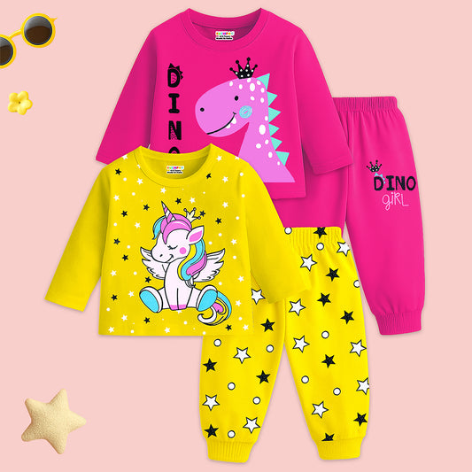 KUCHIPOO Baby Girls T-Shirts and Pyjamas Set