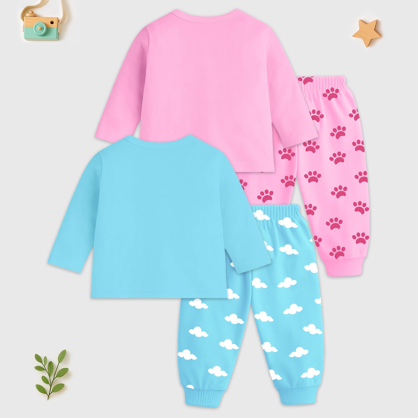 KUCHIPOO Baby Girls T-Shirts and Pyjamas Set