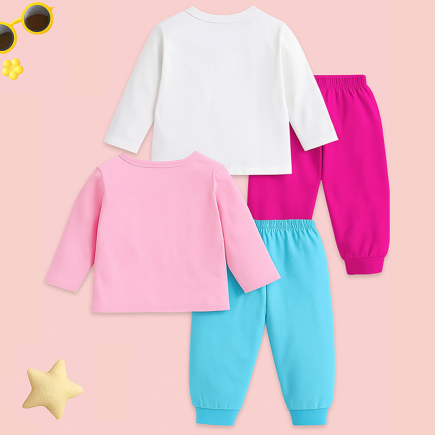 KUCHIPOO Baby Girls T-Shirts and Pyjamas Set