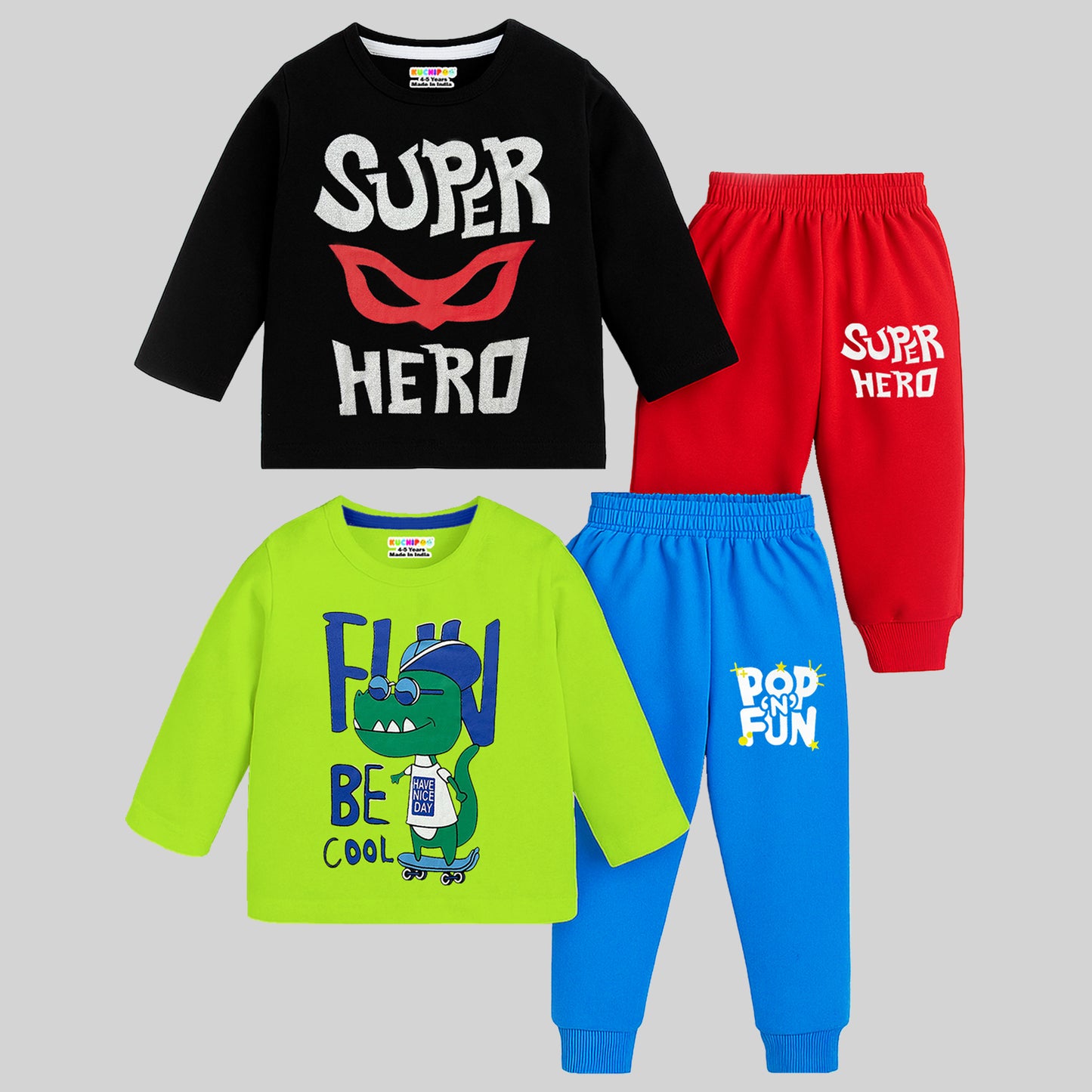 KUCHIPOO Baby Boys T-Shirts and Pyjamas Set