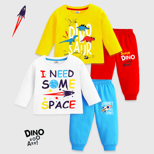 Kuchipoo Boys Regular Fit T-Shirts and Pyjamas Set