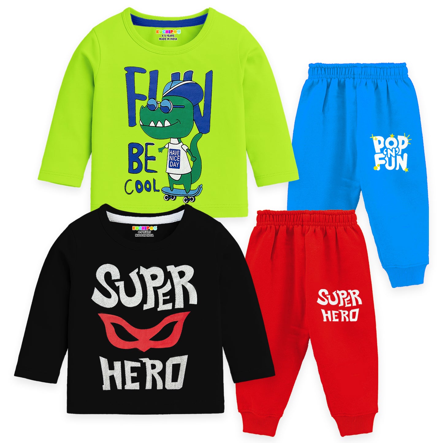 KUCHIPOO Baby Boys T-Shirts and Pyjamas Set