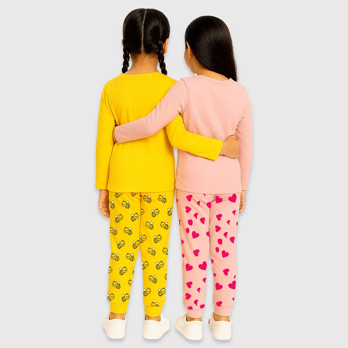Kuchipoo Girls Regular Fit T-Shirts and Pyjamas Set