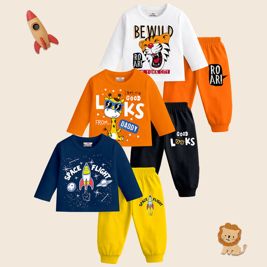 Kuchipoo Boys Regular Fit T-Shirts and Pyjamas Set