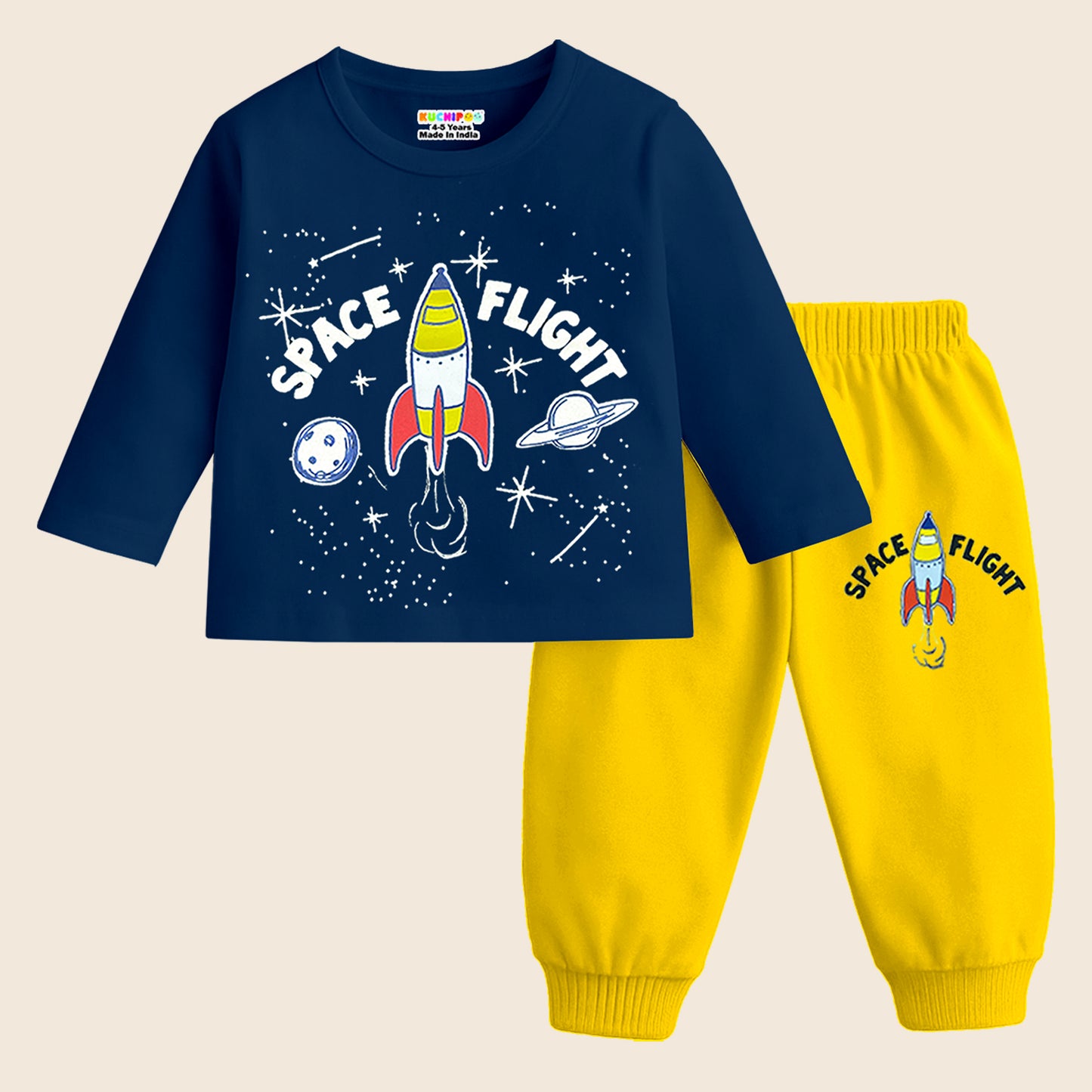 Kuchipoo Boys Regular Fit T-Shirts and Pyjamas Set