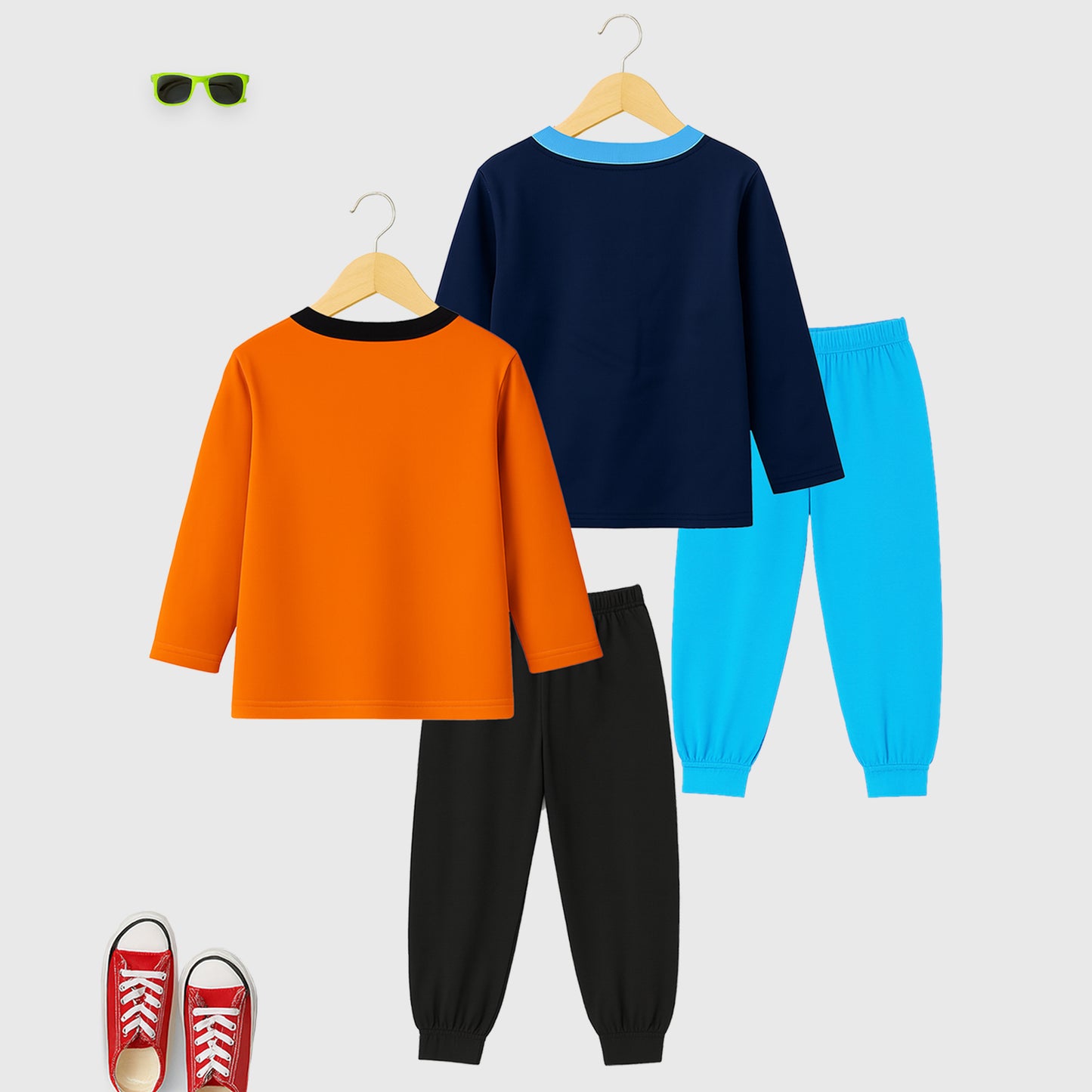 Kuchipoo Boys Full Sleeves T-Shirt and Pajamas Set-Pack 0f 2