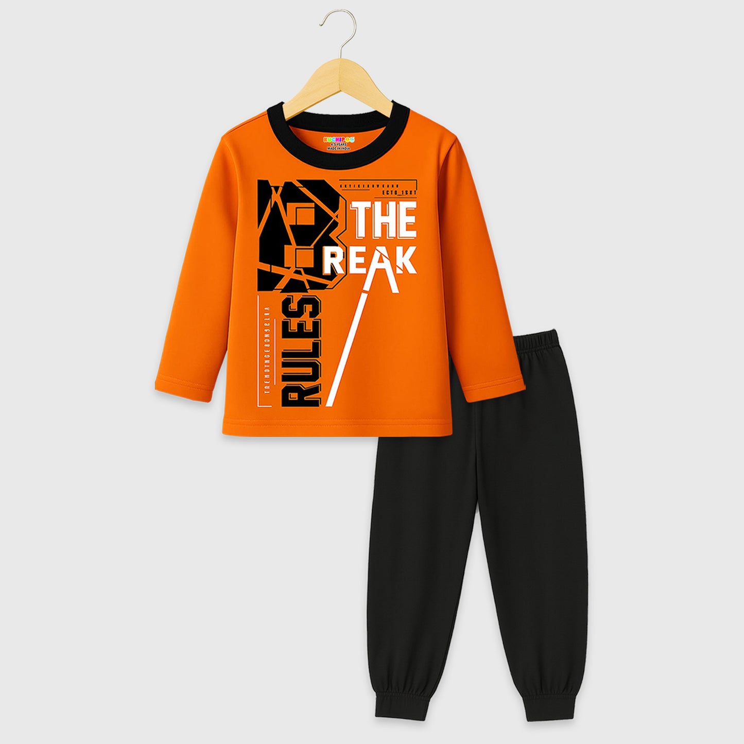 Kuchipoo Boys Full Sleeves T-Shirt and Pajamas Set-Pack 0f 2