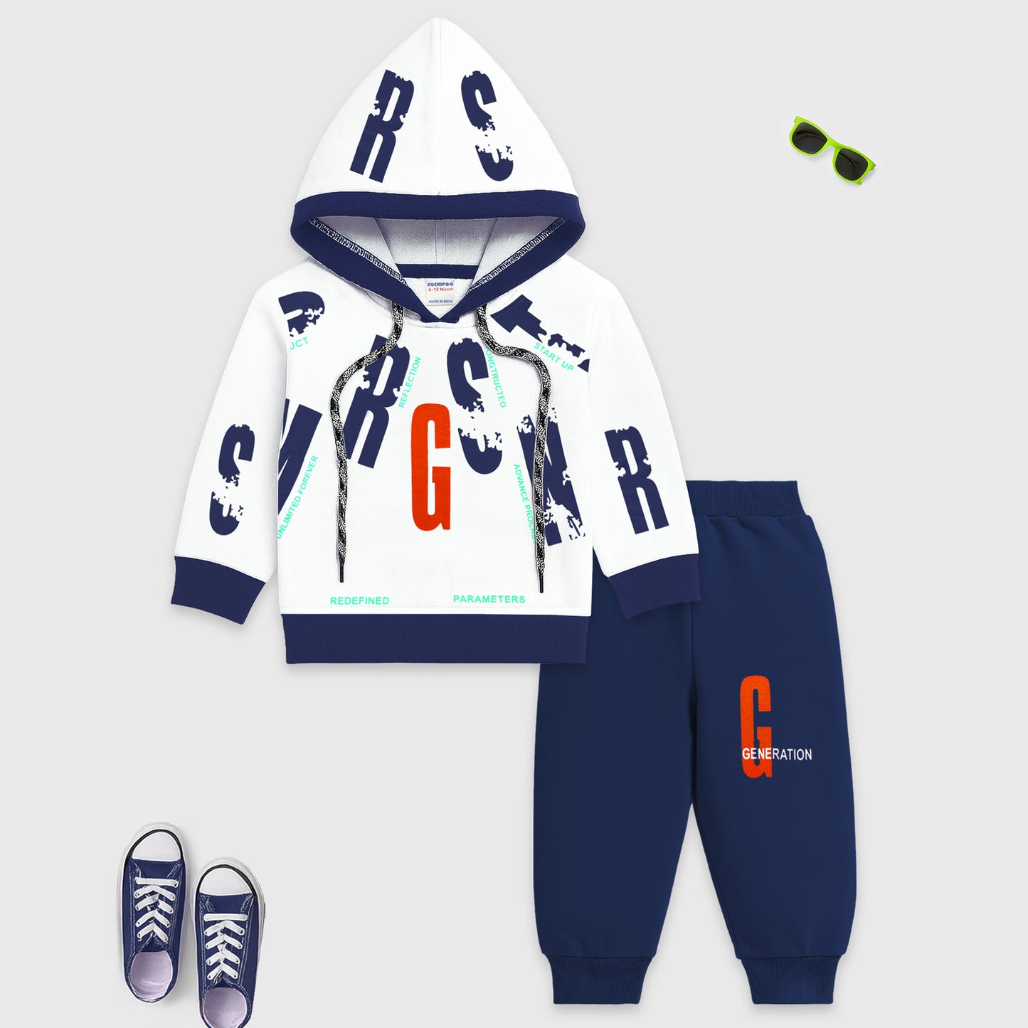 Kuchipoo 100% Cotton Boys Winterwear Hoodie and Trackpant Set