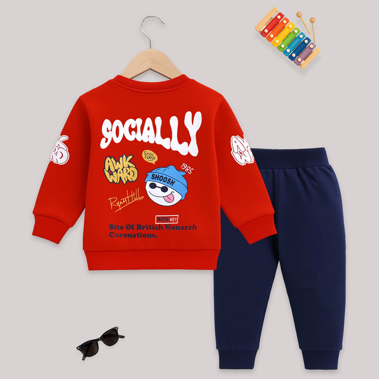 Kuchipoo 100% Cotton Boys Winterwear Sweatshirt and Trackpant Set