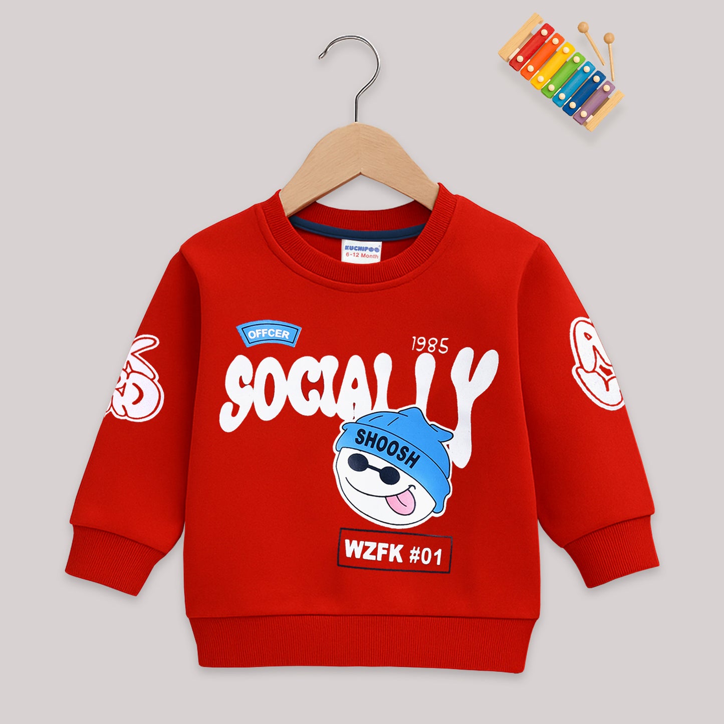 Kuchipoo 100% Cotton Boys Winterwear Sweatshirt and Trackpant Set