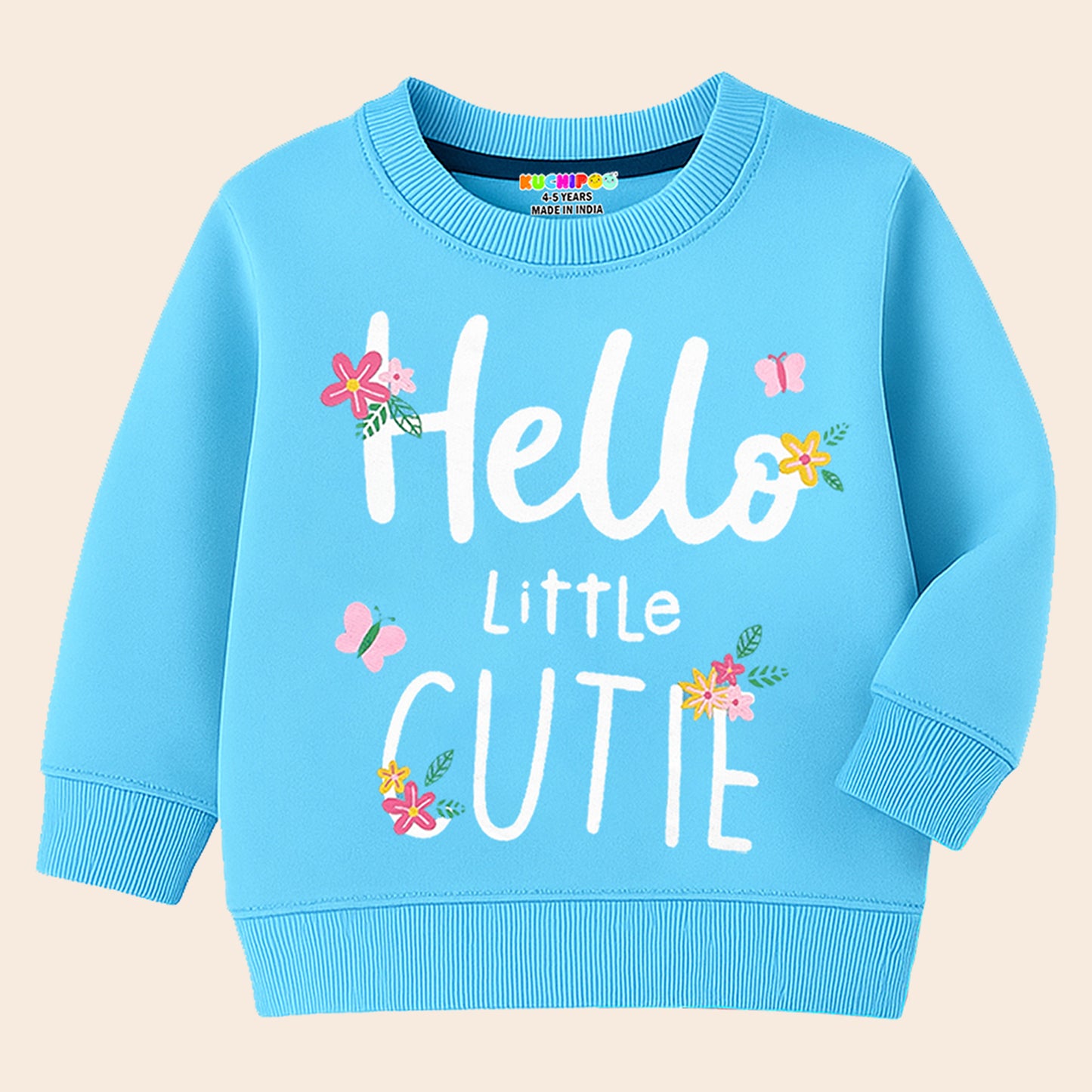 Kuchipoo 100% Cotton Girls Winterwear Sweatshirt and Trackpant Set