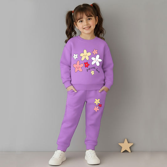 Kuchipoo Girls Winterwear Sweatshirt and Trackpant Set With Pocket