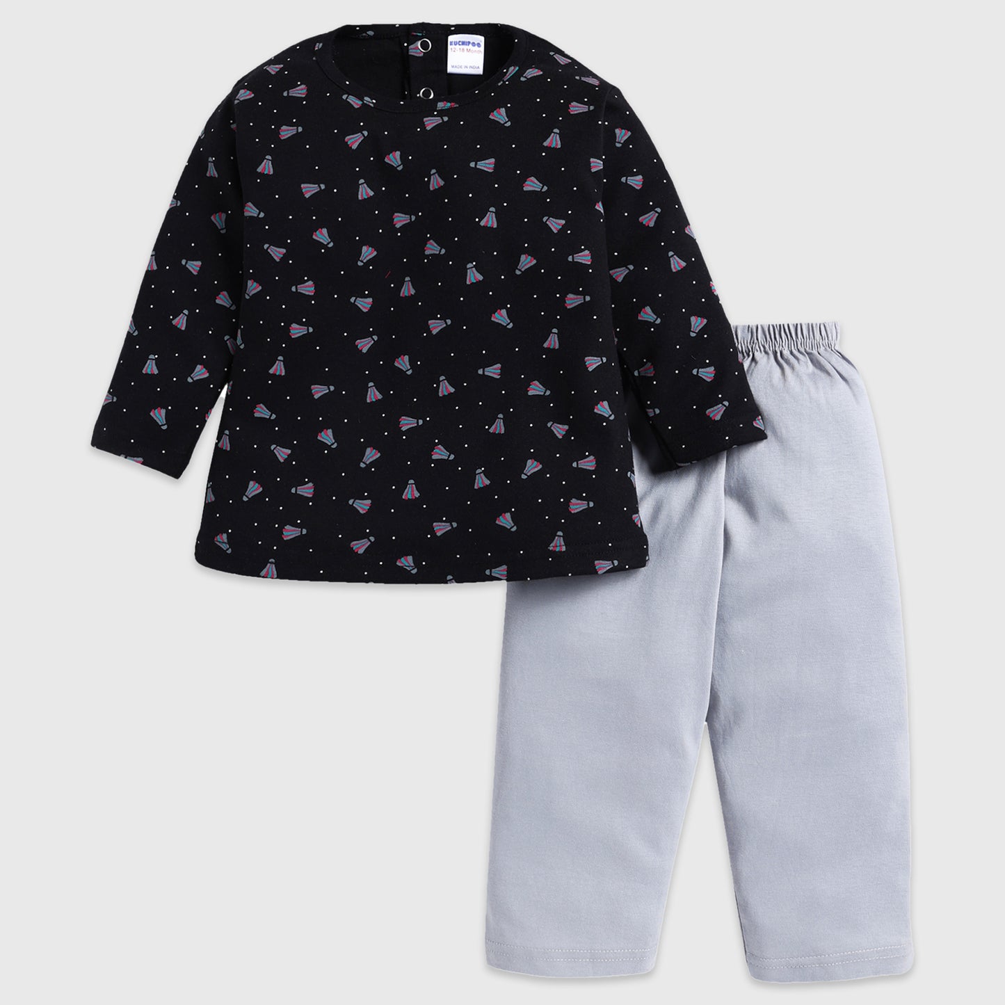 Kuchipoo Girls 100% Cotton Frock Style Top & Pajama Set â€“ Pack of 2