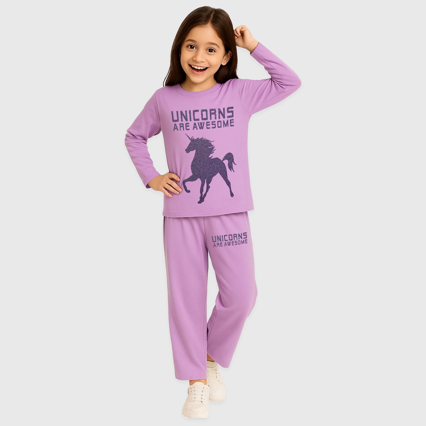 Kuchipoo Girls Regular Fit Cotton T-Shirts and Pyjamas Clothing Set