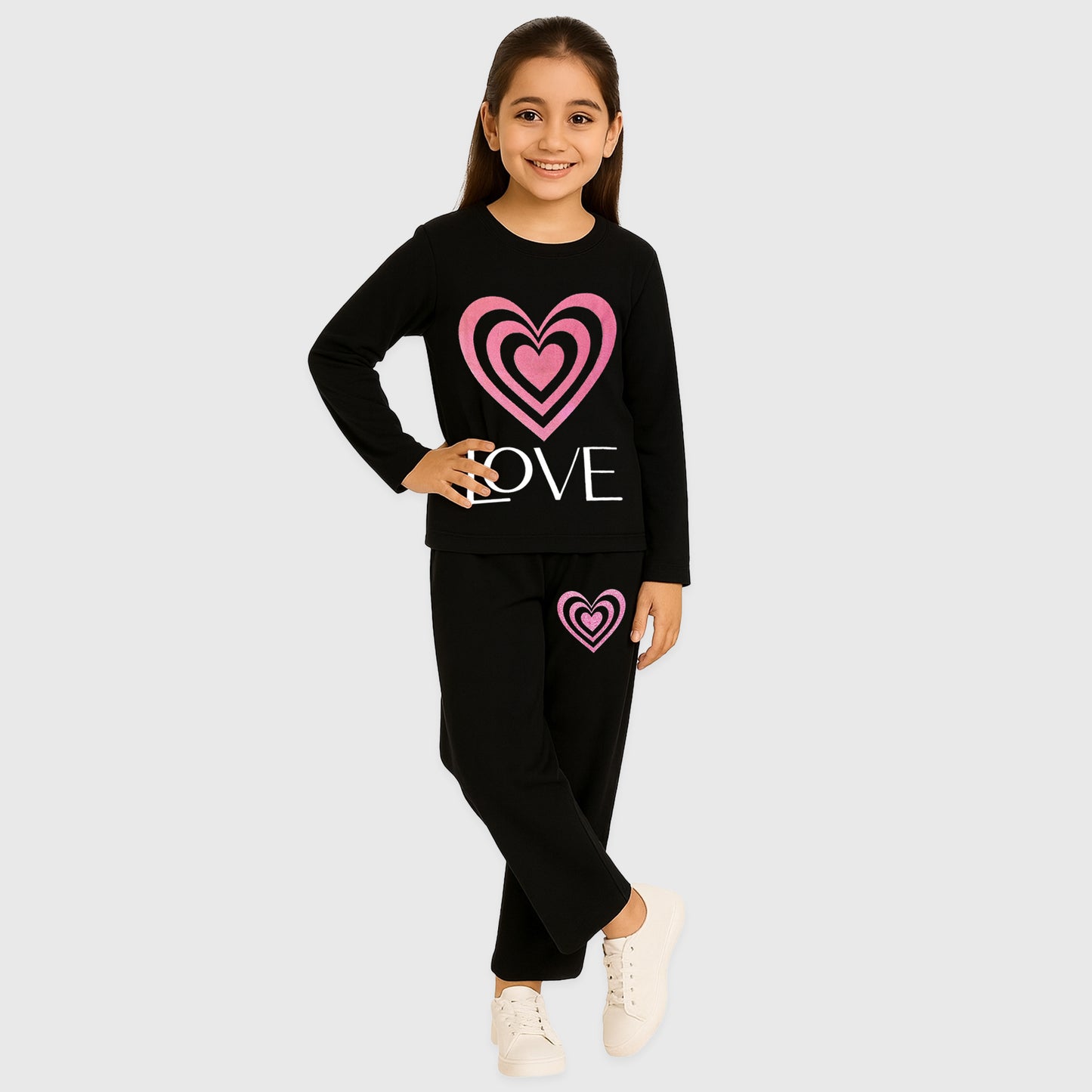 Kuchipoo Girls Regular Fit Cotton T-Shirts and Pyjamas Clothing Set