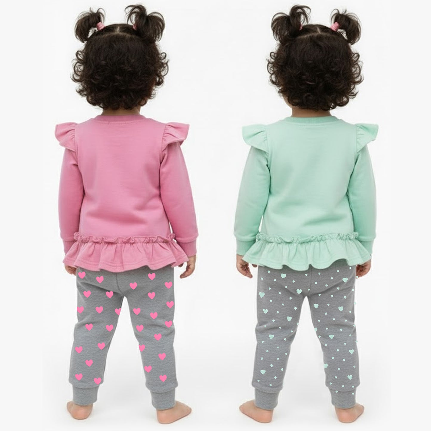 Kuchipoo Girls 100% Cotton Frock Style Top & Pajama Set â€“ Pack of 2
