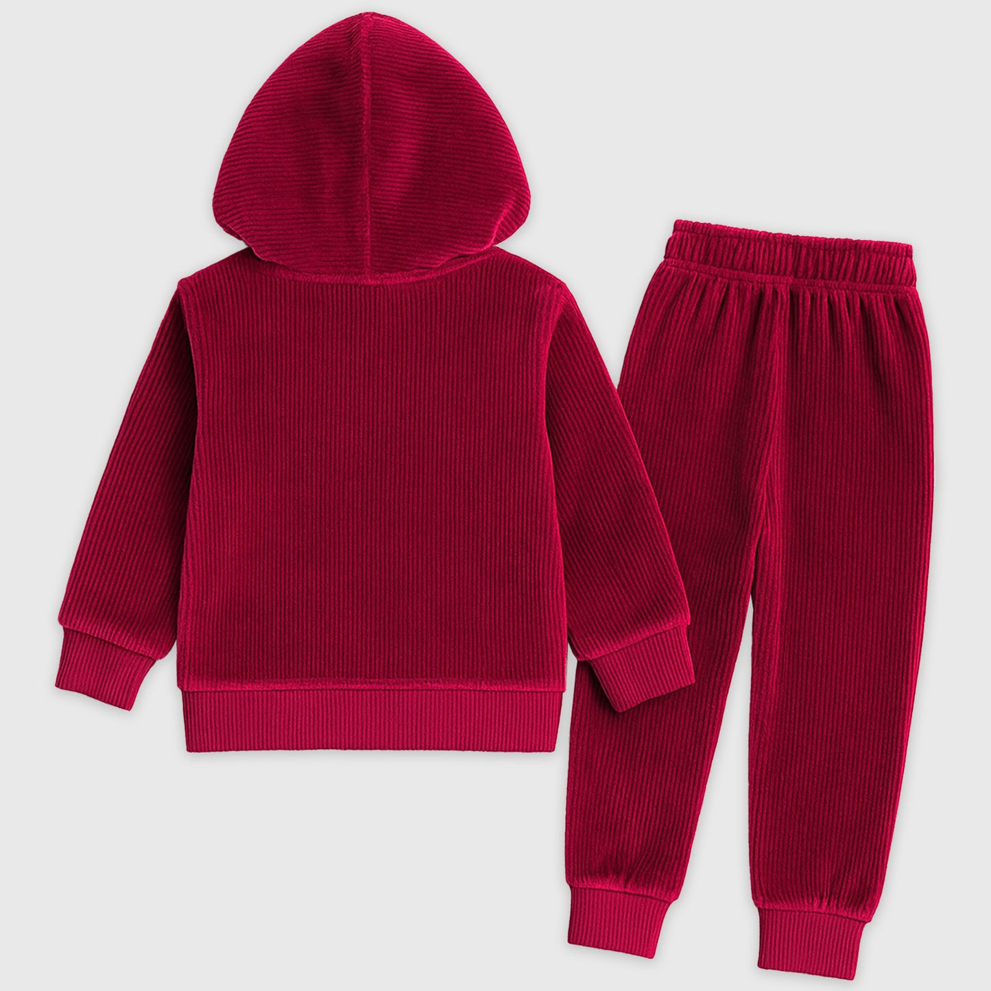 Kuchipoo Girls Velvet Night Suit Set with Hood and Front Pocket | Full Sleeve Winter Pajama Set | Warm & Soft Winterwear for Girls