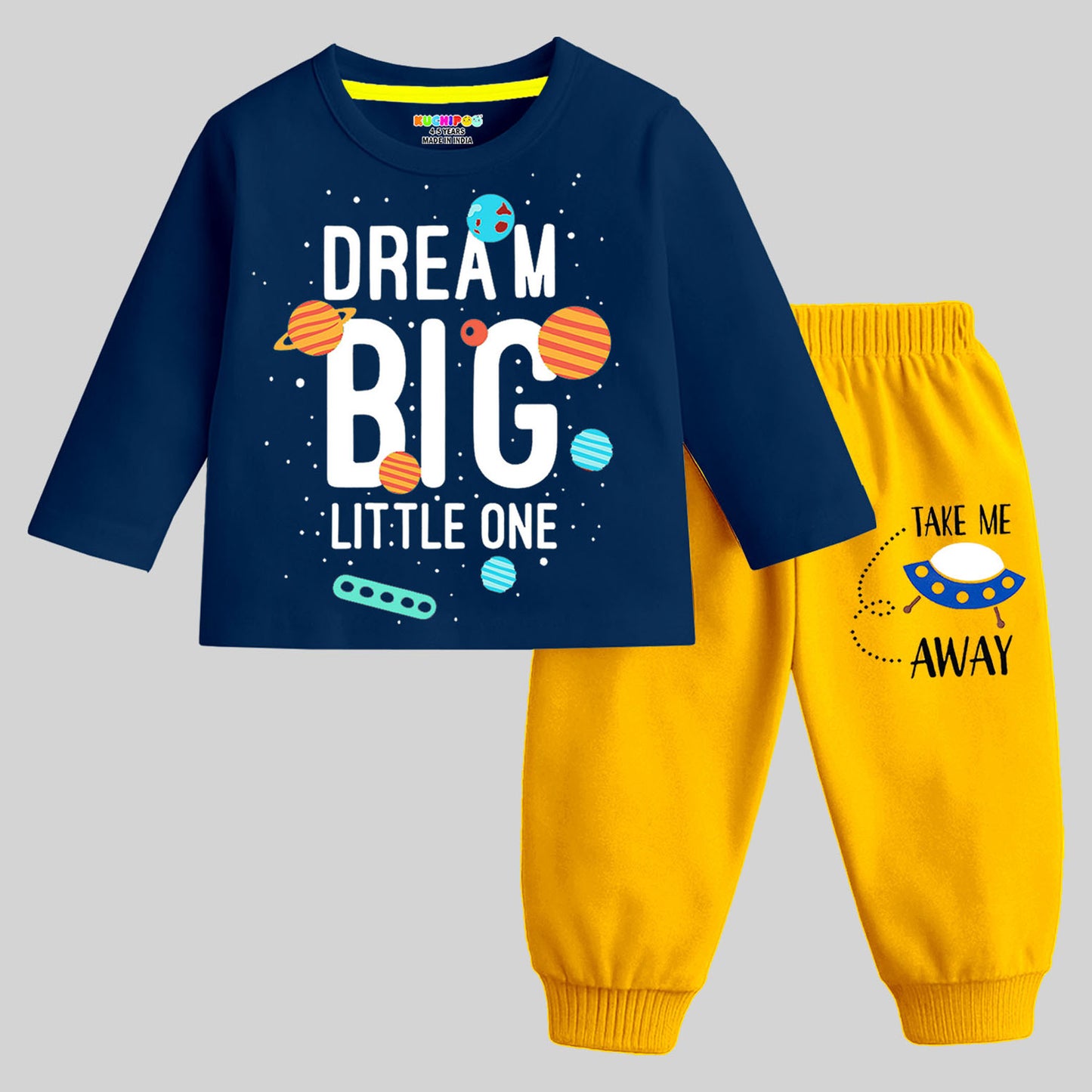 Kuchipoo Boys Regular Fit Cotton T-Shirts and Pyjamas Clothing Set-Pack of 3