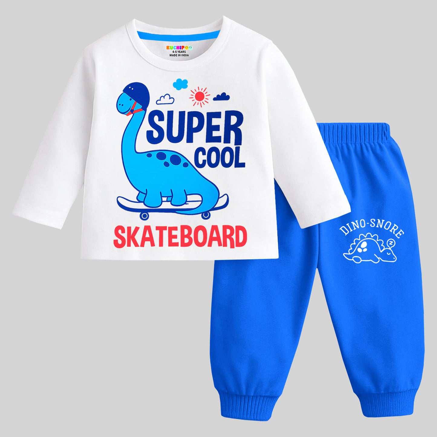 Kuchipoo Boys Regular Fit Cotton T-Shirts and Pyjamas Clothing Set-Pack of 3