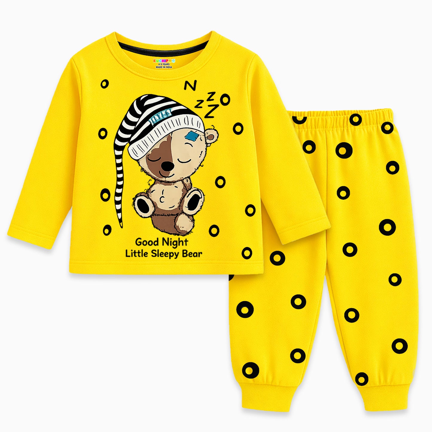 Kuchipoo Girls Cotton Night Suit Set | Full Sleeve Printed Top & Pajama | Soft & Breathable Sleepwear | Comfortable Elastic Waist | Pack of 3