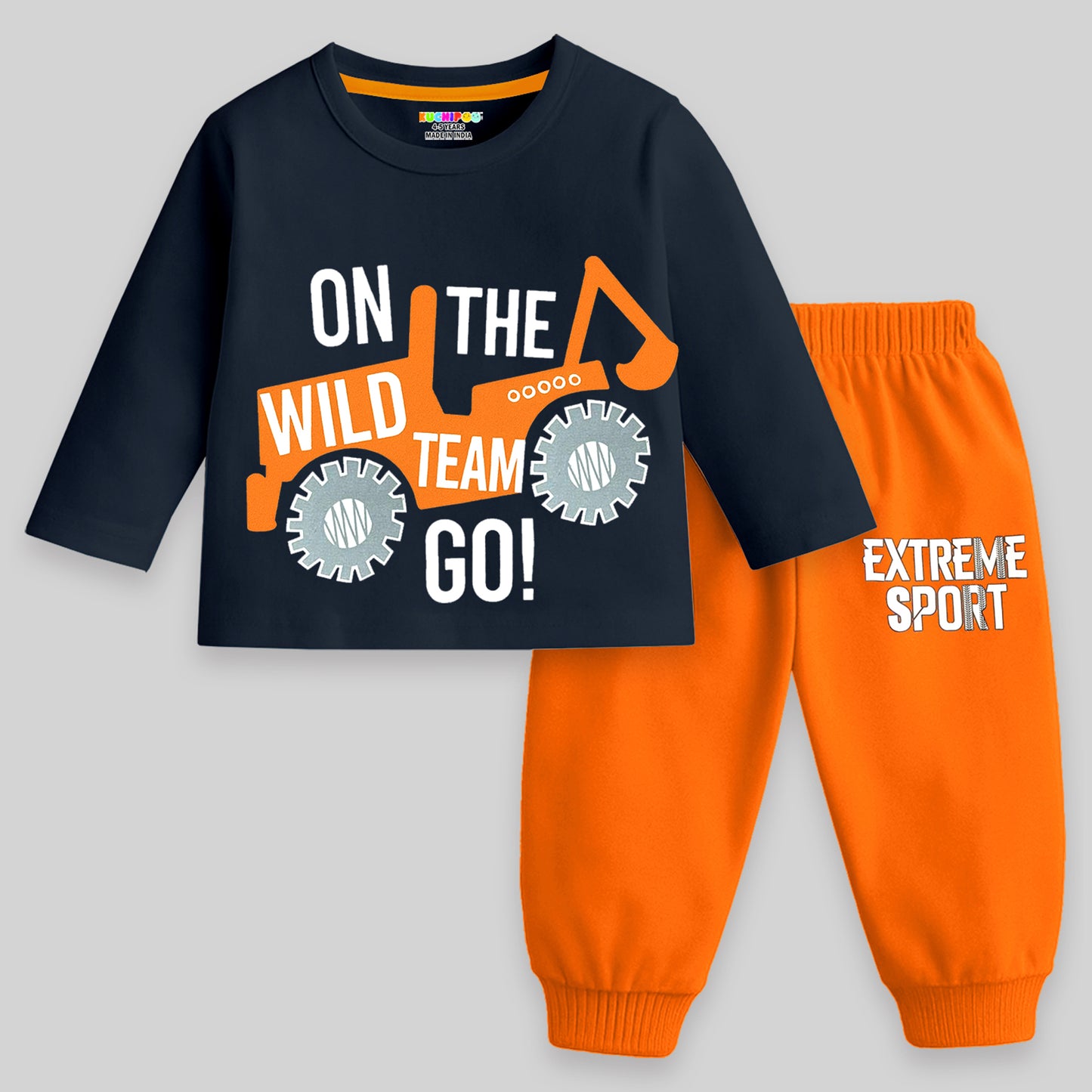 Kuchipoo Boys Regular Fit Cotton T-Shirts and Pyjamas Clothing Set-Pack of 3