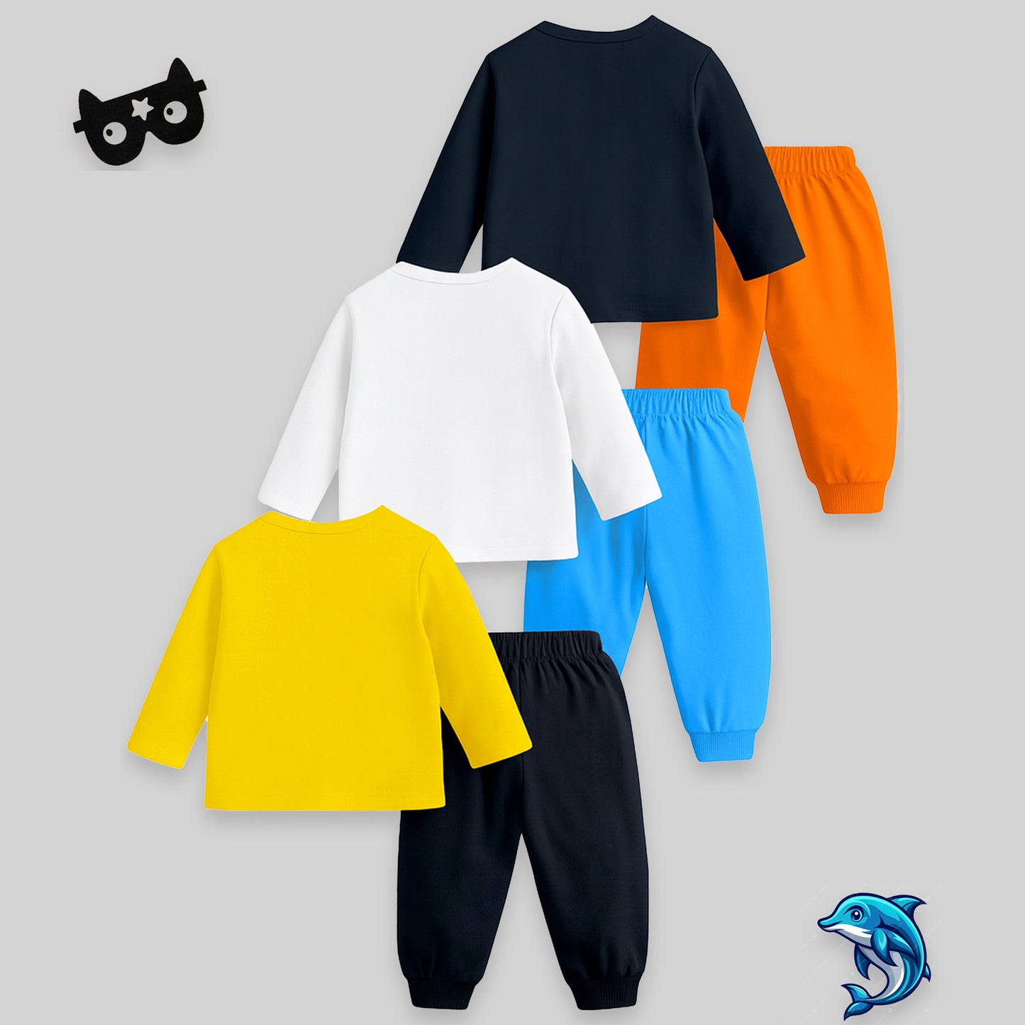 Kuchipoo Boys Regular Fit Cotton T-Shirts and Pyjamas Clothing Set-Pack of 3