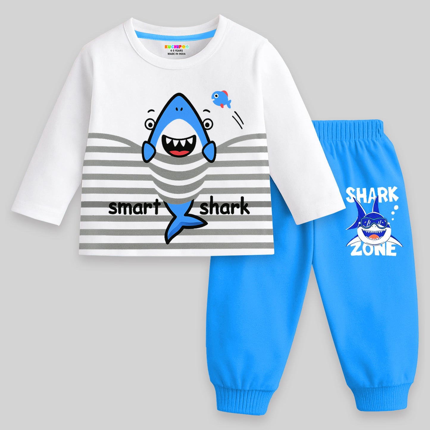 Kuchipoo Boys Regular Fit Cotton T-Shirts and Pyjamas Clothing Set-Pack of 3