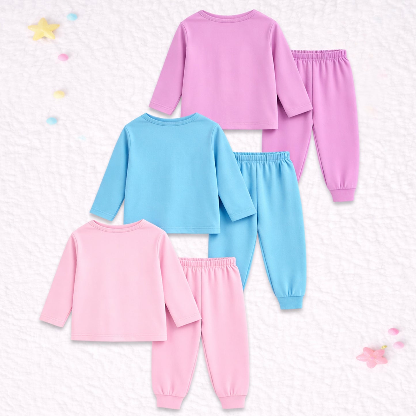 Kuchipoo Girls Regular Fit Cotton T-Shirts and Pyjamas Clothing Set-Pack of 3