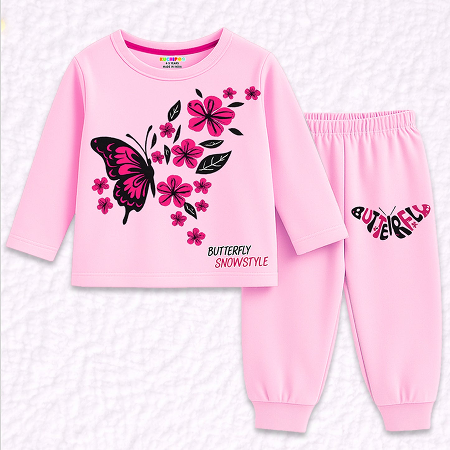 Kuchipoo Girls Regular Fit Cotton T-Shirts and Pyjamas Clothing Set-Pack of 3