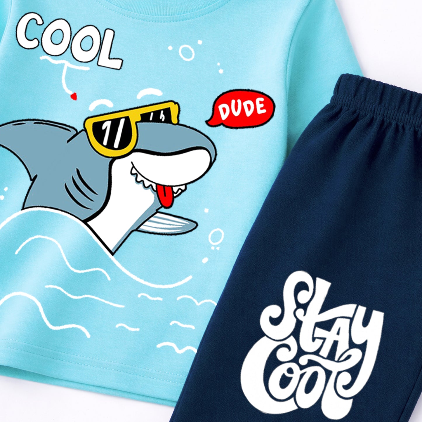 Kuchipoo Boys Regular Fit Cotton T-Shirts and Pyjamas Clothing Set-Pack of 3