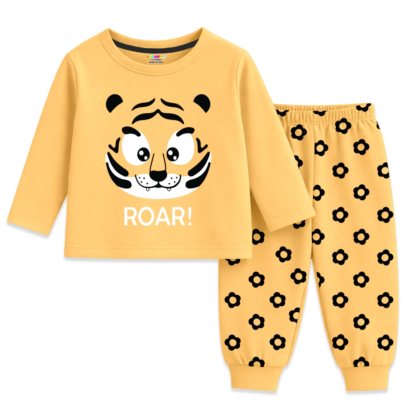 Kuchipoo Boys Regular Fit Cotton T-Shirts and Pyjamas Clothing Set-Pack of 3