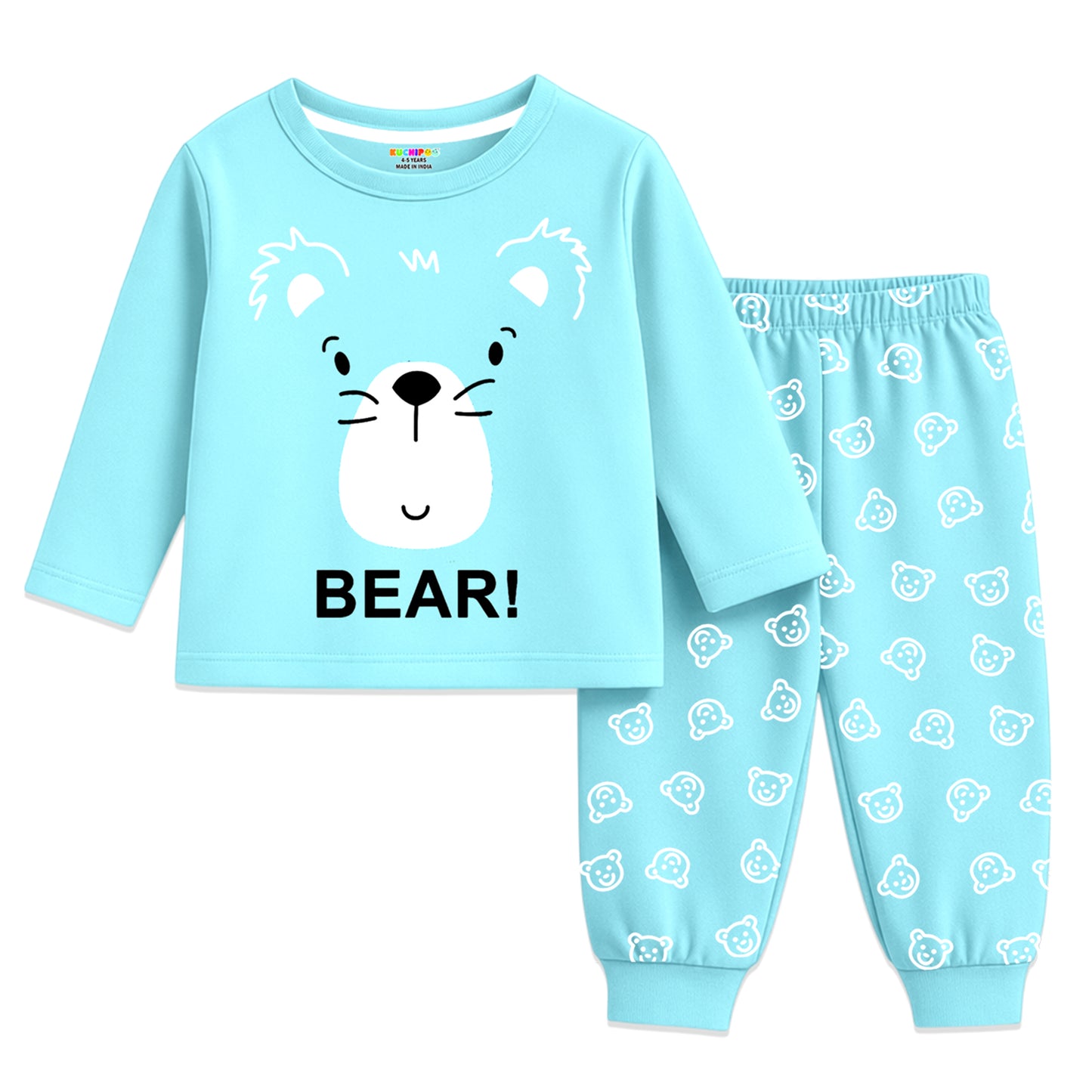 Kuchipoo Boys Regular Fit Cotton T-Shirts and Pyjamas Clothing Set-Pack of 3
