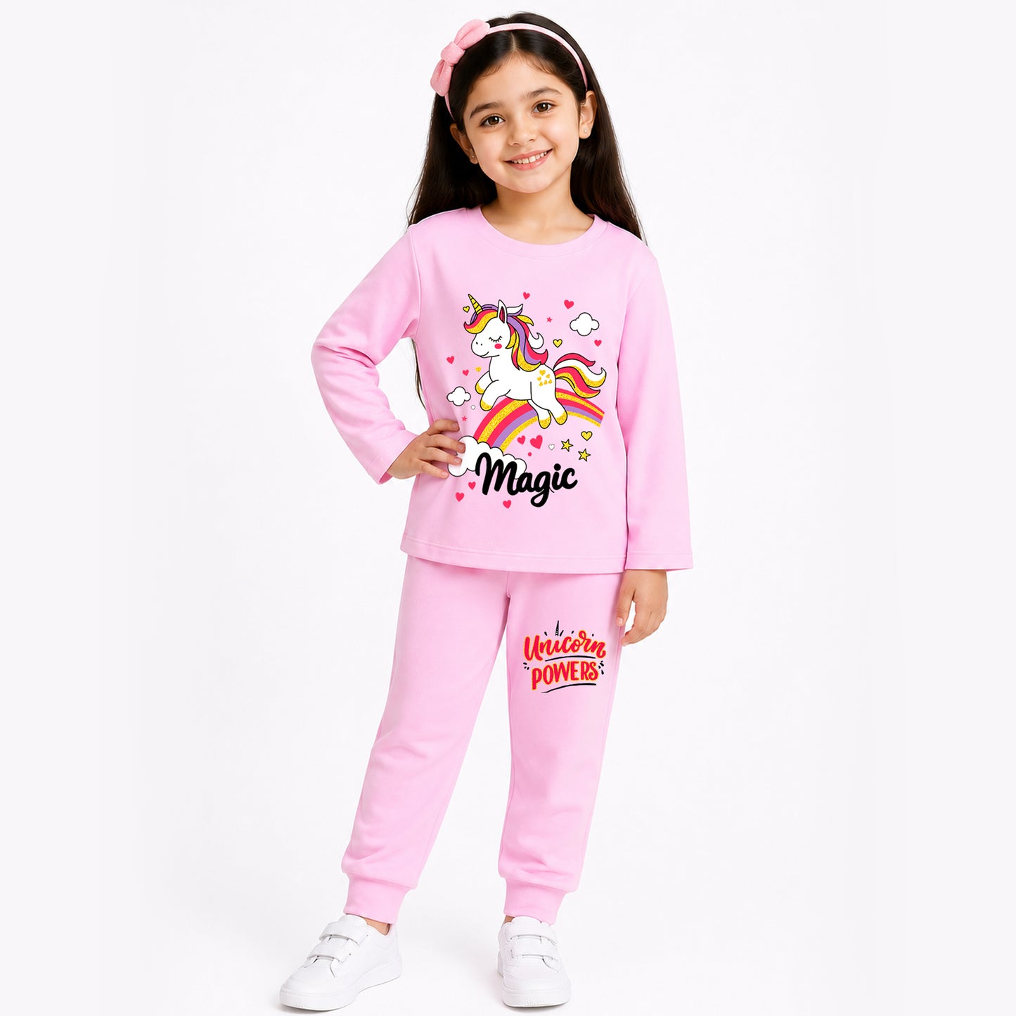 Kuchipoo Girls Cotton T-shirts & Pajamas Set | Full Sleeve Printed Top & Pajama | Soft & Breathable Sleepwear | Comfortable Elastic Waist | Pack of 3