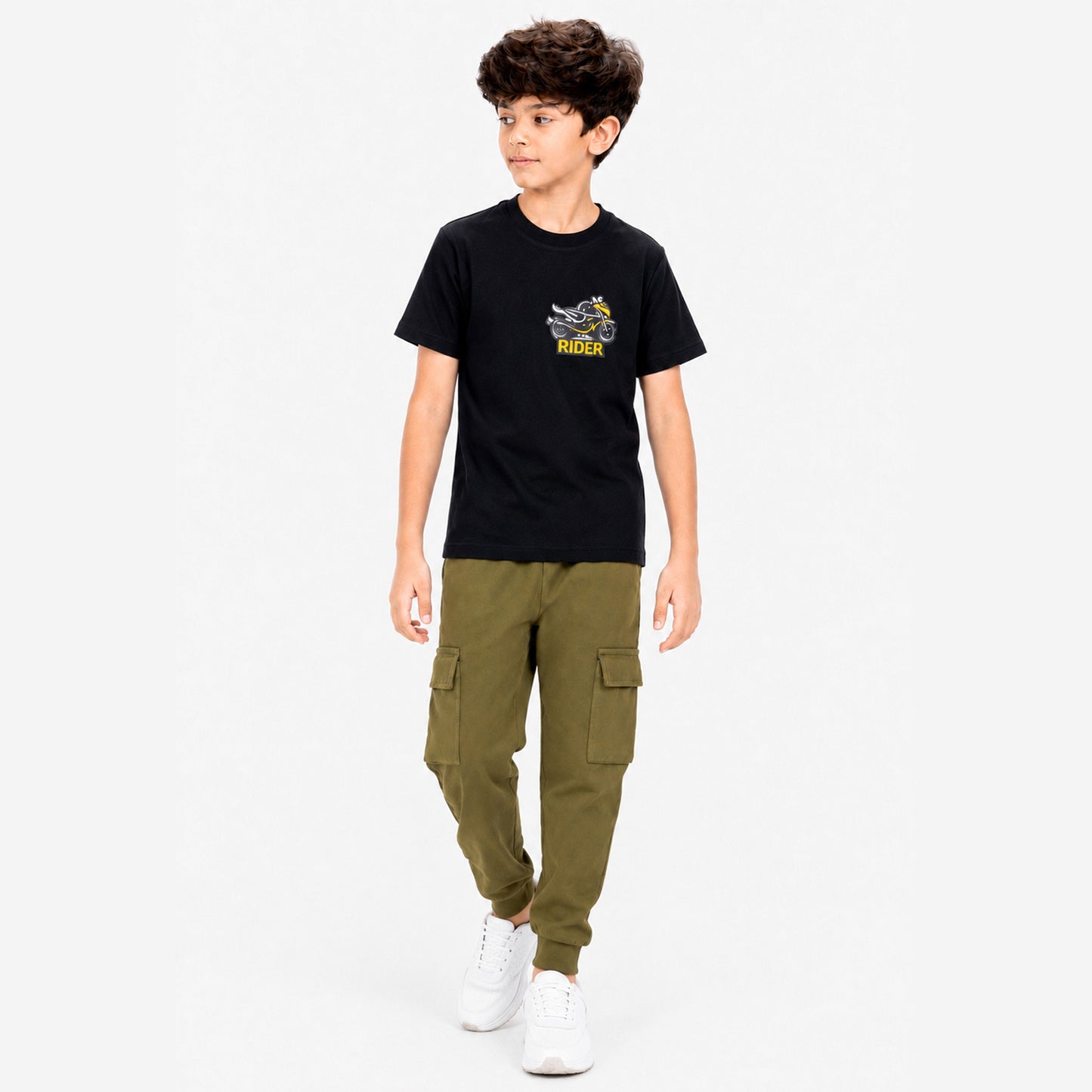 Kuchipoo Boys Cotton Half Sleeve T-Shirt & Cargo Joggers Set | Trendy Graphic Print Summer Wear | Soft & Breathable Kids Clothing Combo with Cargo Pockets | Pack of 2
