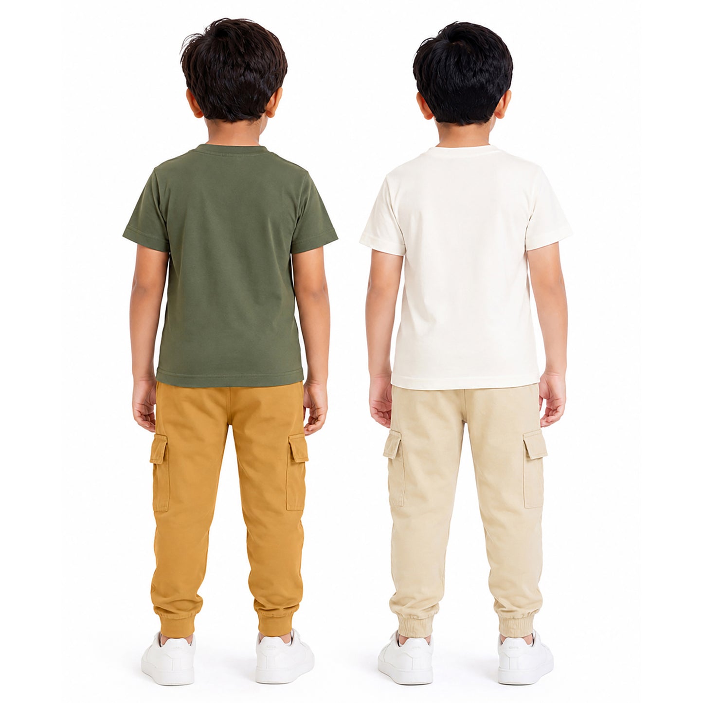 Kuchipoo Boys Cotton Half Sleeve T-Shirt & Cargo Joggers Set | Trendy Graphic Print Summer Wear | Soft & Breathable Kids Clothing Combo with Cargo Pockets | Pack of 2