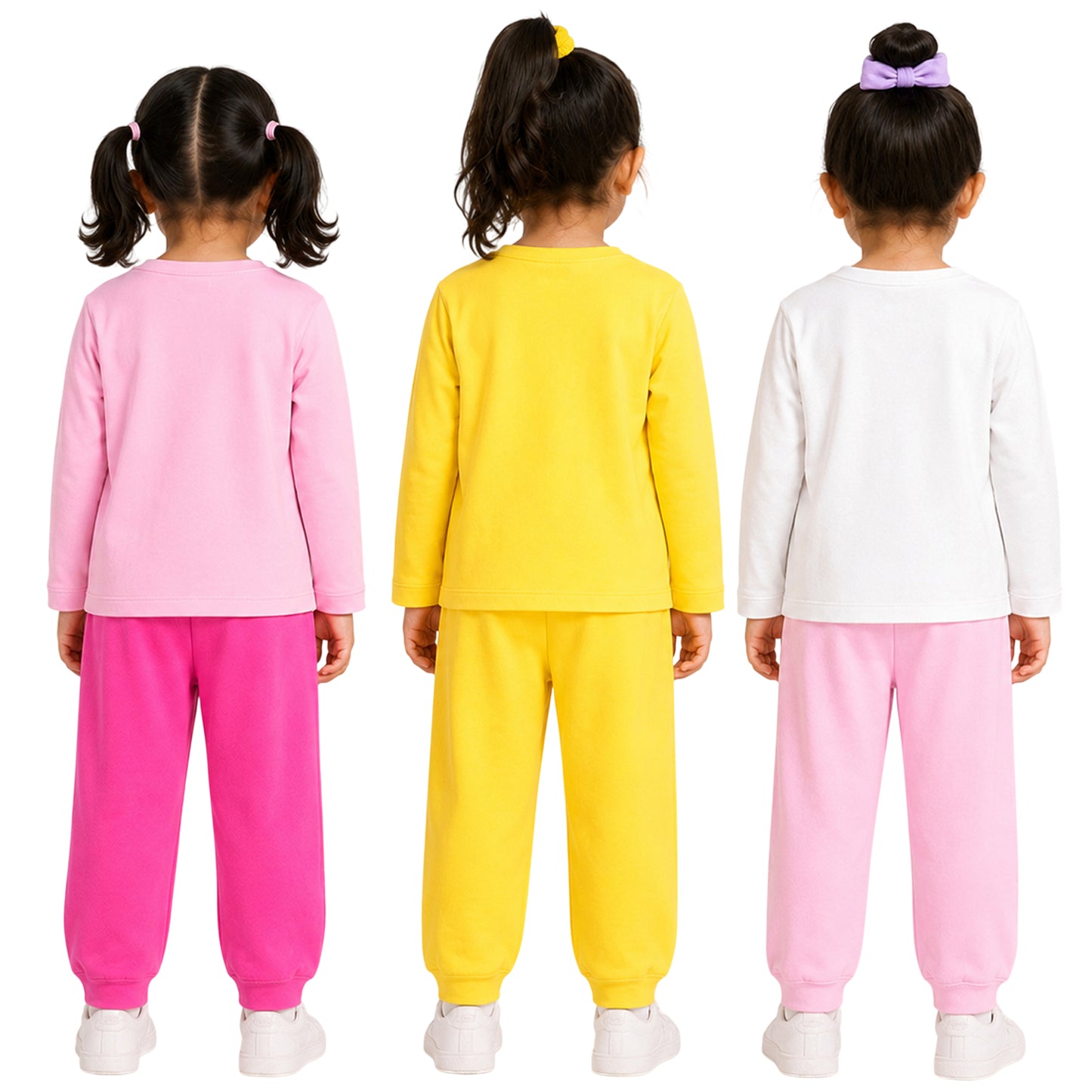 Kuchipoo Girls Cotton T-shirts & Pajamas Set | Full Sleeve Printed Top & Pajama | Soft & Breathable Sleepwear | Comfortable Elastic Waist | Pack of 3