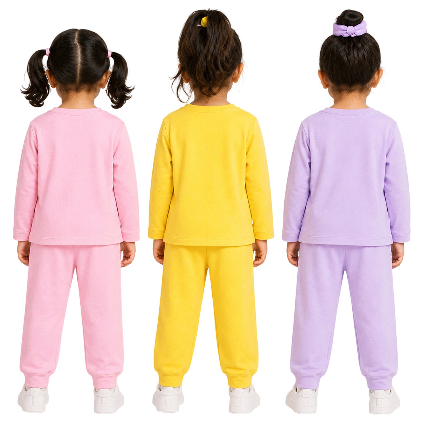 Kuchipoo Girls Cotton T-shirts & Pajamas Set | Full Sleeve Printed Top & Pajama | Soft & Breathable Sleepwear | Comfortable Elastic Waist | Pack of 3