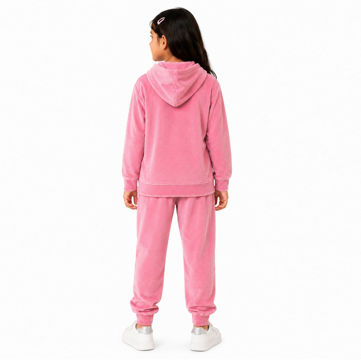 Kuchipoo Girls Velvet Hooded Sweatshirt & Jogger Set | Soft Velour Hoodie with Kangaroo Pocket & Pajama | Warm Full Sleeve Winterwear