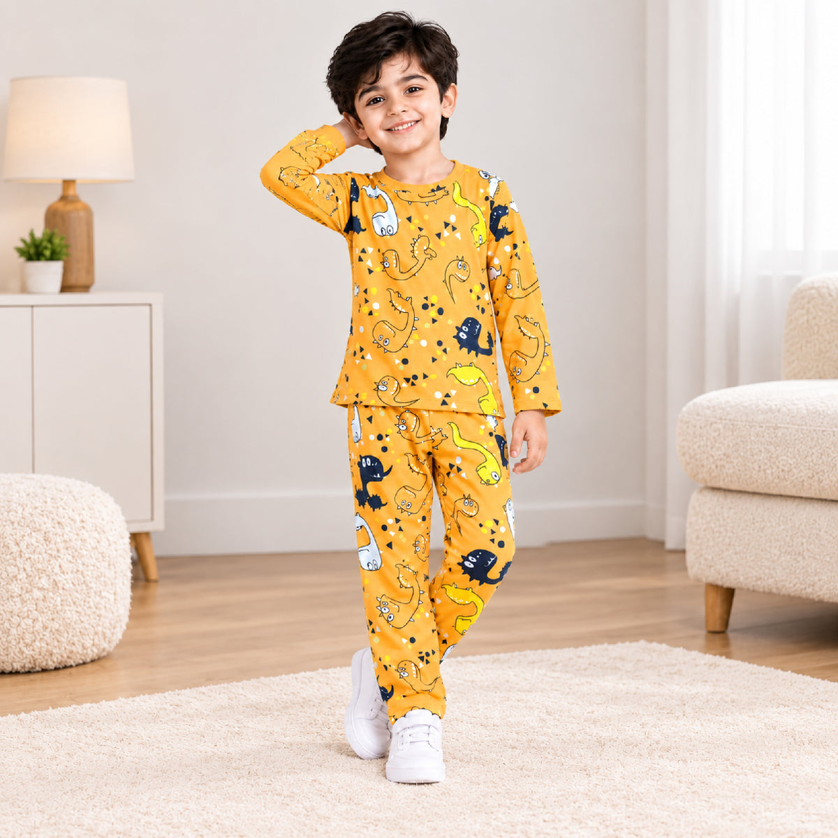Kuchipoo Boys and Girls Printed Full Sleeve T-Shirt & Pajama Set | Soft & Comfortable Kids Night Suit | Cozy Casual Wear for Light Winters