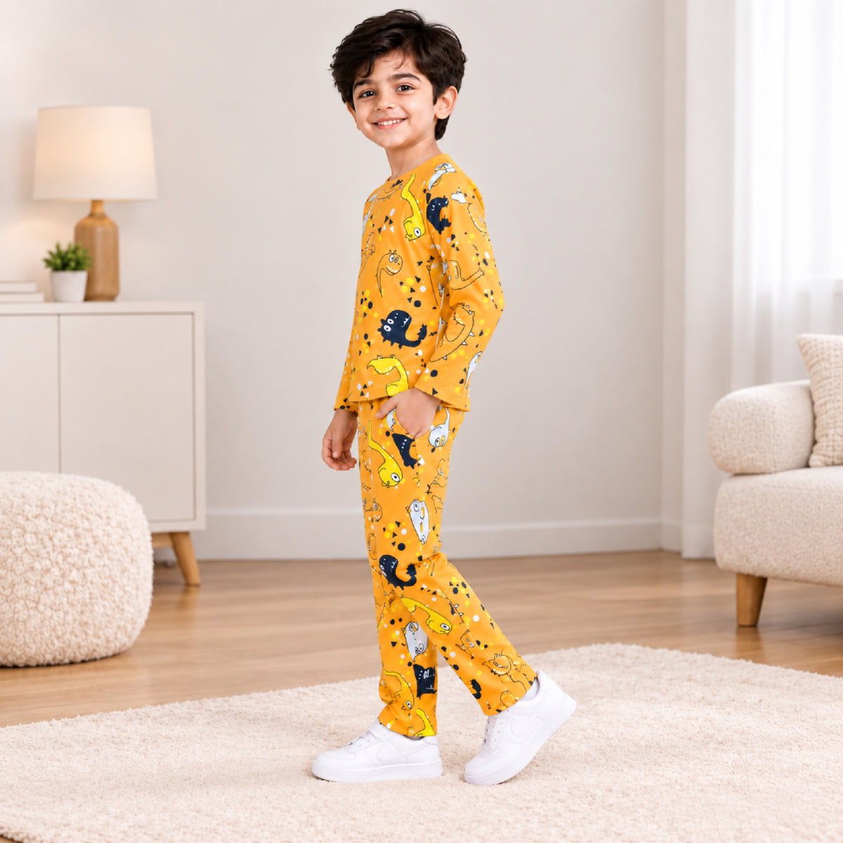 Kuchipoo Boys and Girls Printed Full Sleeve T-Shirt & Pajama Set | Soft & Comfortable Kids Night Suit | Cozy Casual Wear for Light Winters