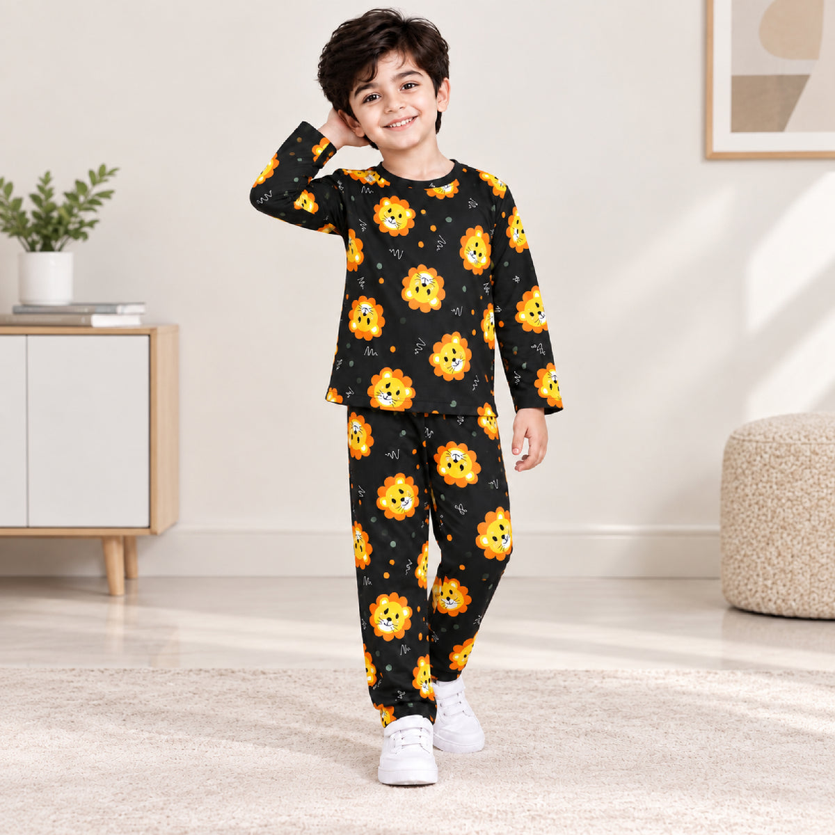 Kuchipoo Boys and Girls Printed Full Sleeve T-Shirt & Pajama Set | Soft & Comfortable Kids Night Suit | Cozy Casual Wear for Light Winters