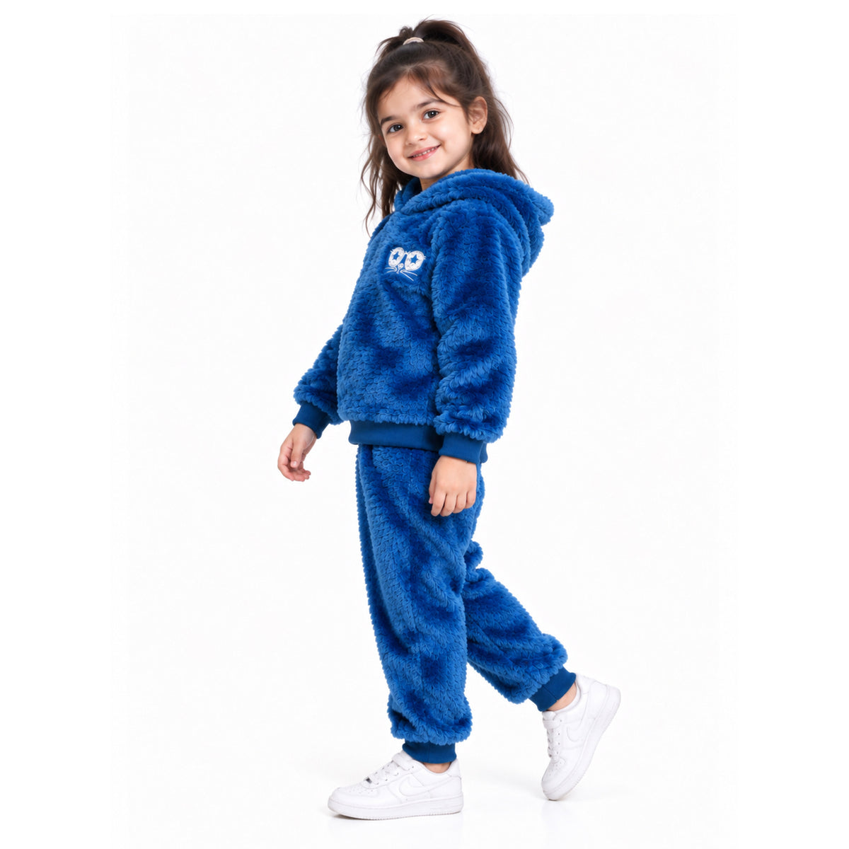 Kuchipoo Girls Fur Hooded Sweatshirt & Jogger Set | Soft Fluffy Fur Hoodie with Matching Pajama | Warm Full Sleeve Winter Tracksuit for Girls