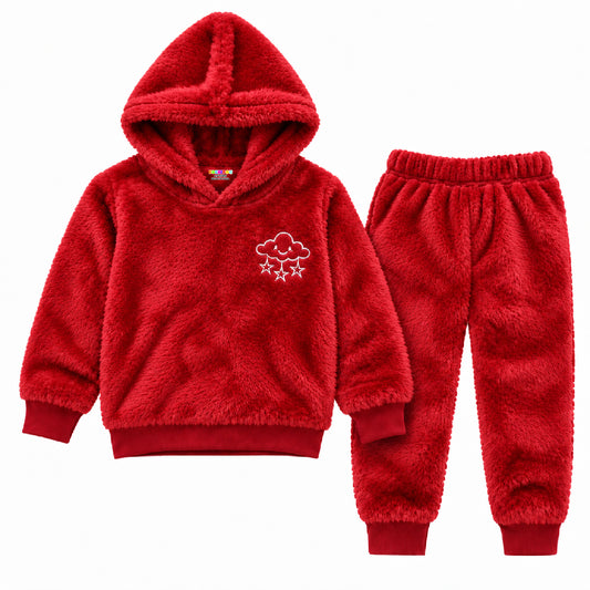 Kuchipoo Girls Fur Hooded Sweatshirt & Jogger Set | Soft Fluffy Fur Hoodie with Matching Pajama | Warm Full Sleeve Winter Tracksuit for Girls (Copy) (Copy)